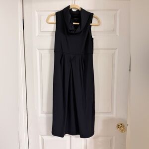 Lafayette 148‎ sleeveless cowl neck knit drape front dress women’s size 8 black